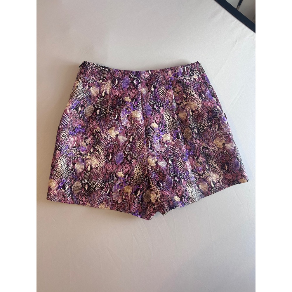 ASOS Snakeskin Print Shorts Womens 4 Purple High Waisted Faux Leather Look